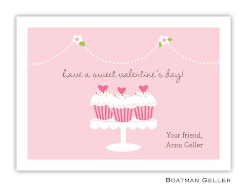 BG Valentine Card - Heart Cupcakes-Boatman Geller, Note Cards, Valentine, Personalized