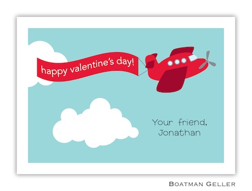 Boatman Geller Valentine Card - Red Airplane 21204-Boatman Geller, Note Cards, Valentine, Personalized