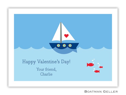 Boatman Geller Valentine Card - Heart Sailboat 21206-Boatman Geller, Note Cards, Valentine, Personalized