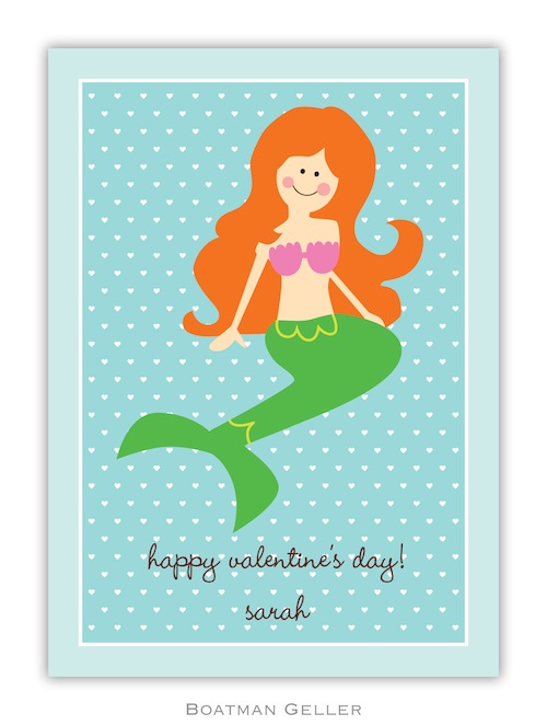 BG Valentine Card - Mermaid Valentine-Boatman Geller, Note Cards, Valentine, Personalized