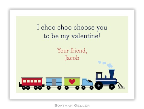 BG Valentine Card - Train Valentine-Boatman Geller, Note Cards, Valentine, Personalized