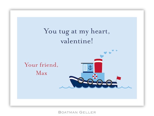 BG Valentine Card - Tugboat Valentine-Boatman Geller, Note Cards, Valentine, Personalized