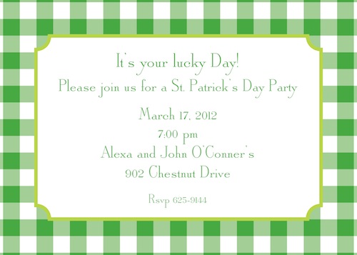 Boatman Geller Classic Check Kelly & Lime St. Patrick's Day Invitation-Boatman Geller, Invitations, St. Patrick's Day, Personalized
