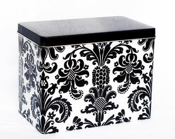 Whitney English Black Damask Index Tin-Index Tin, receipe box, gift, whitney english, accessory