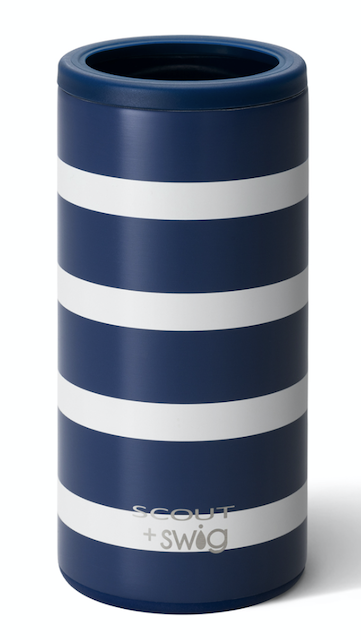 SCOUT+Swig Nantucket Navy Skinny Can Cooler (12oz)-Wine, tumbler, stemless, cup, flute, champagne, quick2021