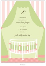 Canopy Crib Girl Invitation & Announcement-hicks paper goods, baby, pink, crib, party, announcement