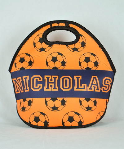 LBJ Lunch Tote - Orange Soccer Print-lunch tote, lunchbox